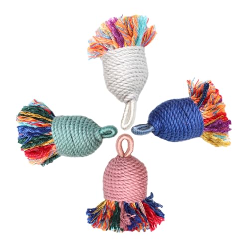 VILLFUL 4 Stück Quastenköpfe Aus Baumwollfaden, Kleine Quastenanhänger, Quasten Für Schlüsselanhänger, Kleine DIY Quastendekore, Schlüsselanhängerquasten, DIY Quasten, Mini Quastenköpfe von VILLFUL