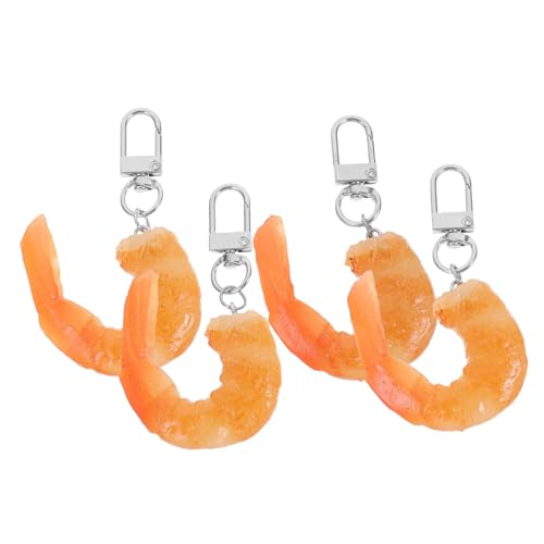VILLFUL 4 Stück Realistische Garnelen Schlüsselanhänger aus PVC Vielseitiger Anhänger für Taschen Schlüssel Partygeschenke Kreative Imitation Lebensmittel Deko von VILLFUL