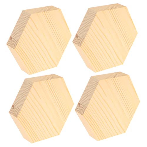 VILLFUL 4 Stück Sechseckige Holzscheiben Unbehandelt Diy Holzstücke Bastelmaterial Holzverzierungen von VILLFUL