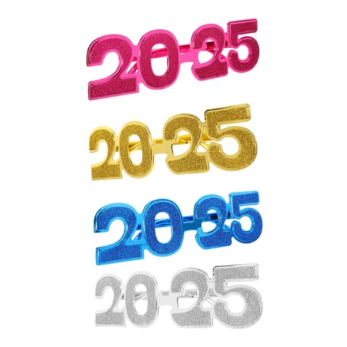 VILLFUL 4 Stück Silvester Partybrille Glitzerndes Year Brillenset Leichtes Strapazierfähiges Material für Feierlichkeiten und Festliche Stimmung VILLFUL 4 Stück Silvester Partybrille Glitzerndes Year Brillenset Leichtes Strapazierfähiges Material für Feierlichkeiten und Festliche Stimmung von VILLFUL