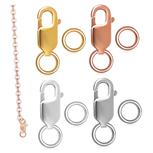 VILLFUL 4 Stück Teiliges Armband Verschlüsse aus Silber Karabinerverschlüsse in Silber Weißgold Gold und Roségold Schmuckverbinder mit Geschlossenen Ringen für DIY Armbänder Halsketten VILLFUL 4 Stück Teiliges Armband Verschlüsse aus Silber Karabinerverschlüsse in Silber Weißgold Gold und Roségold Schmuckverbinder mit Geschlossenen Ringen für DIY Armbänder Halsketten von VILLFUL