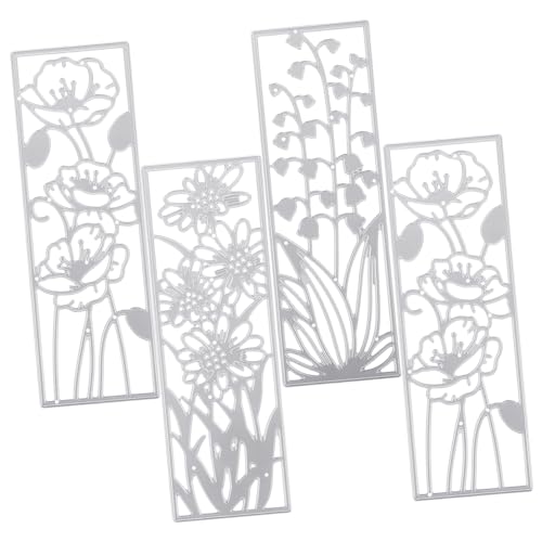 VILLFUL 4 Stück Teiliges Carbon Stahl Stanzform Lesezeichen mit Blumenrahmen DIY Prägeschablonen für Scrapbooking und Festival Basteln Langlebig Glatt Poliert Geeignet für Handstanzer und VILLFUL 4 Stück Teiliges Carbon Stahl Stanzform Lesezeichen mit Blumenrahmen DIY Prägeschablonen für Scrapbooking und Festival Basteln Langlebig Glatt Poliert Geeignet für Handstanzer und von VILLFUL