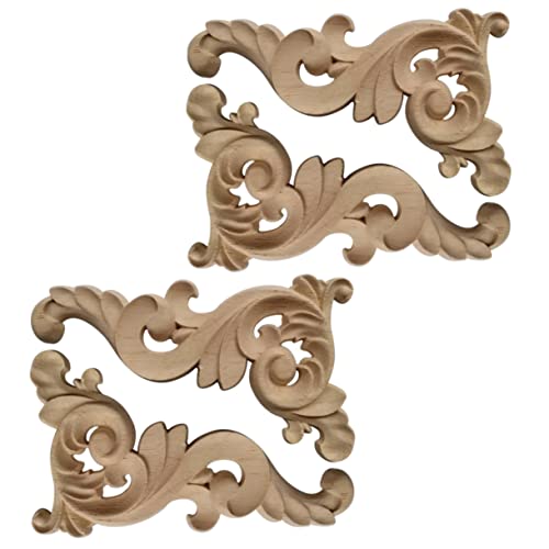 VILLFUL 4 Stück Teiliges Holzornamente aus Massivem Holz Kreative Geschnitzte Blütenform Langlebige DIY Bastelaccessoires Natürliche Holzdeko für Schlafzimmer und Kinderzimmer Vielseitige von VILLFUL