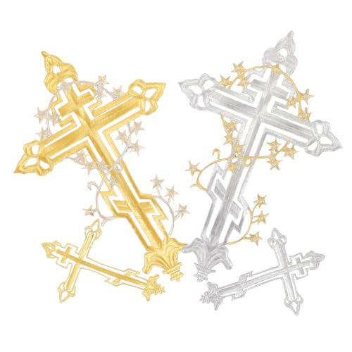 VILLFUL 4 Stück Teiliges Kreuz Aufnäher für Kleidung Dekorative Patches für Taschen Hüte und Mehr Strapazierfähig und Farbenfroh zum Verzieren und Reparieren von VILLFUL