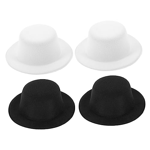 VILLFUL 4 Stück Teiliges Puppenhüte mit Flachem Oberteil DIY Bastel Hutdekoration für Puppen Schwarz und Weiß für Weihnachtsdeko und Festliche Anlässe von VILLFUL