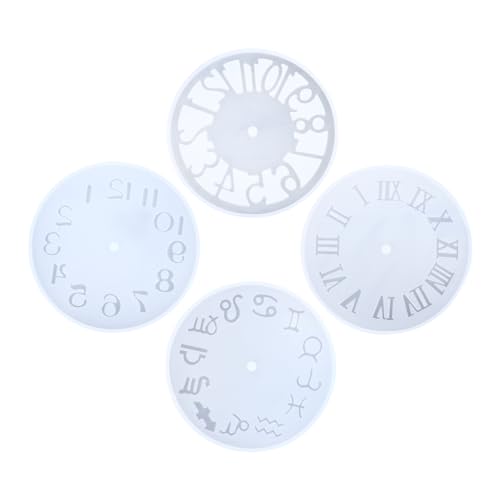 VILLFUL 4 Stück Teiliges Silikon Uhrformset für Epoxidharz DIY Gießform für Wanddeko Arabischen und Römischen Ziffern für Kreative Bastelprojekte von VILLFUL