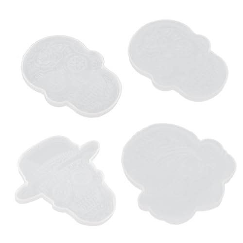 VILLFUL 4 Stück Teiliges Silikon Untersetzer DIY Skull Coaster Form Resin Gießform für Bastelprojekte für und Einzigartige Dekorationen von VILLFUL