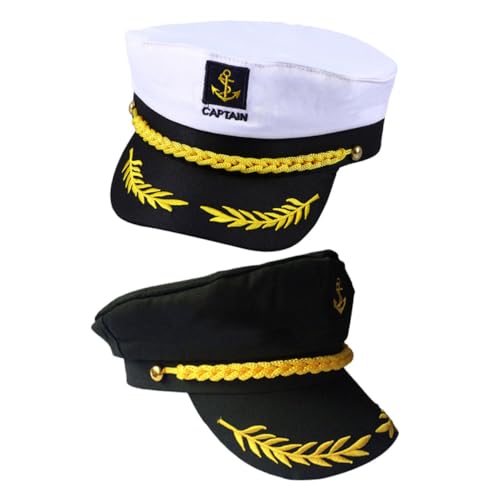 VILLFUL 4 Stück Verstellbare Matrosenmütze Yacht Kapitänshut für Karneval Mottoparty Cosplay Boot Kostüm Erwachsene von VILLFUL