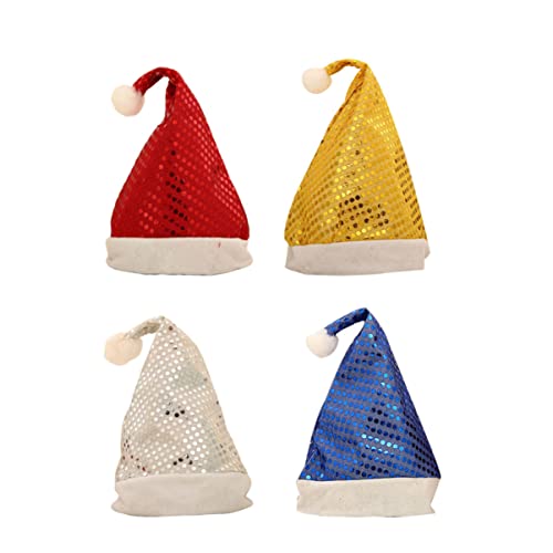 VILLFUL 4 Stück Weihnachtsmützen mit Pailletten Alufolienhut Tiara stutzenhalter Weihnachten von VILLFUL