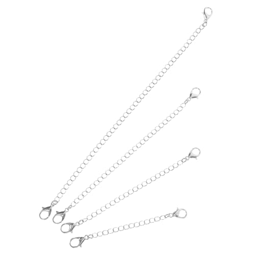 VILLFUL 4 Stücke Teiliges Verlängerungsketten mit Doppelseitigem Karabinerverschluss Robustes DIY Schmuckzubehör für Halsketten und Armbänder von VILLFUL
