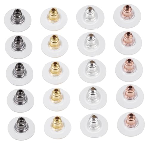 VILLFUL 400 Stück DIY Ohrstecker Verschluss Metall Ohrstöpsel in Roségold Gold Silber Dunkelgrau Flexible Ohrhänger Stopper für Schmuckherstellung und Ohrstecker Basteln Langlebig und von VILLFUL