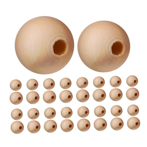 VILLFUL 400 Stück Handbestickt Unvollendete Runde Holzkugeln Kleine Holzperlen Sphärische Perlen Holzperlen Basteln Perlen Für Schmuckhersteller Runde Beige Hölzern von VILLFUL