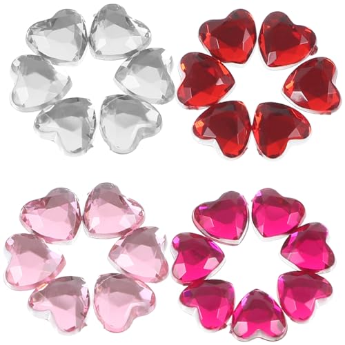 VILLFUL 400 Stück Herzförmige Strasssteine, Acrylsteine, Acryl Flatback Edelsteine, Flatback Verzierungen, Herz Flachrücken, Flatback Acryl Strasssteine, Herz Strasssteine ​​Für Nägel von VILLFUL