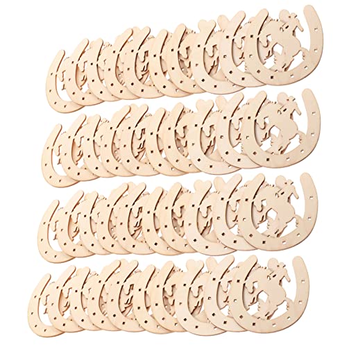 VILLFUL 48 Stück Hufeisenchips, Unvollendete Holzchips, DIY Graffiti Chips, Handbemalte Bastelspielzeuge Für Kinder, Graffiti Zubehör, Holz Hufeisenausschnitte, DIY Malscheiben, Graffiti von VILLFUL