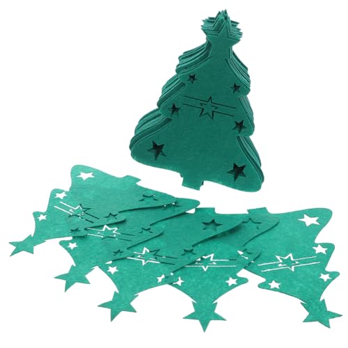 VILLFUL 48 Stück Teiliges Weihnachtsbaum Bestecktaschen aus Grünem Filz Festliche Tischdekoration für Weihnachtsfeier Praktische und Niedliche Besteckhalter für Festliches Dinner von VILLFUL