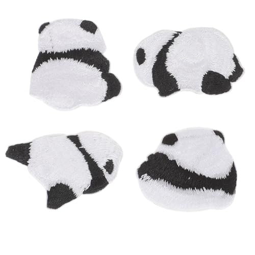 VILLFUL 4Stücke Cartoon Panda Aufnäher Selbstklebende Bügelbilder für Kleidung und Rucksäcke DIY Flicken für Kinderbekleidung Süße Tier Applikationen für Kreative Designs von VILLFUL
