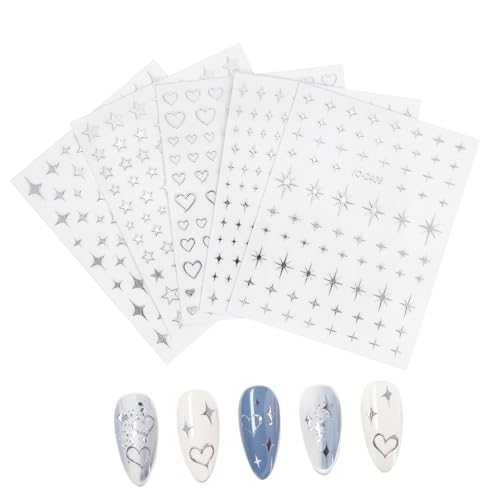 VILLFUL 5 Bögen Nagelkunst Aufkleber Silberne Sterne Stern Nagelaufkleber Mond Nagelaufkleber Stern Aufkleber Für Nägel Für Mädchen Abziehbilder VILLFUL 5 Bögen Nagelkunst Aufkleber Silberne Sterne Stern Nagelaufkleber Mond Nagelaufkleber Stern Aufkleber Für Nägel Für Mädchen Abziehbilder von VILLFUL