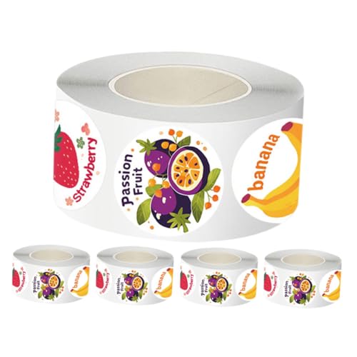 VILLFUL 5 Rollen Obst Aufkleber mit Realistischen Früchtemotiven Selbstklebend Starke Haftung Vielseitig Einsetzbar für DIY Basteln Scrapbooking Partydekoration und Lehrerbelohnungen VILLFUL 5 Rollen Obst Aufkleber mit Realistischen Früchtemotiven Selbstklebend Starke Haftung Vielseitig Einsetzbar für DIY Basteln Scrapbooking Partydekoration und Lehrerbelohnungen von VILLFUL