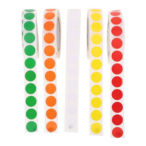 VILLFUL 5 Rollen Selbstklebende Farbcodierte Runde Etiketten Blanko Aufkleber für Diy Beschriftungen Stark Haftend für Büro und Organisation von VILLFUL