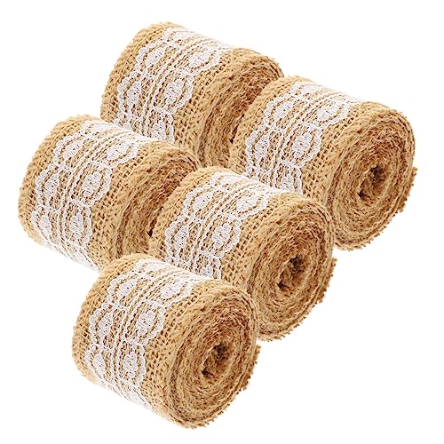 VILLFUL Spitzenleinenrolle Aus Jute 5 Rollen Dekoband Zum Selbermachen Multifunktionales Geschenkband Für Schleifen Und Kunsthandwerk VILLFUL Spitzenleinenrolle Aus Jute 5 Rollen Dekoband Zum Selbermachen Multifunktionales Geschenkband Für Schleifen Und Kunsthandwerk von VILLFUL