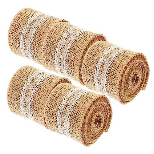 VILLFUL Spitzenleinenrolle 5 Rollen Jute Geschenkband Dekoband Multifunktionsband Für Basteln Schleifen Verschleißfest VILLFUL Spitzenleinenrolle 5 Rollen Jute Geschenkband Dekoband Multifunktionsband Für Basteln Schleifen Verschleißfest von VILLFUL