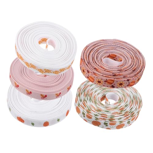 VILLFUL 5 Rollen Thanksgiving Schleifenband mit Drahtkante Herbstliche Kürbis Ahornblatt-motive Gewebtes Geschenkband für Erntedankfest Dekoration Basteln und Verpackung VILLFUL 5 Rollen Thanksgiving Schleifenband mit Drahtkante Herbstliche Kürbis Ahornblatt-motive Gewebtes Geschenkband für Erntedankfest Dekoration Basteln und Verpackung von VILLFUL