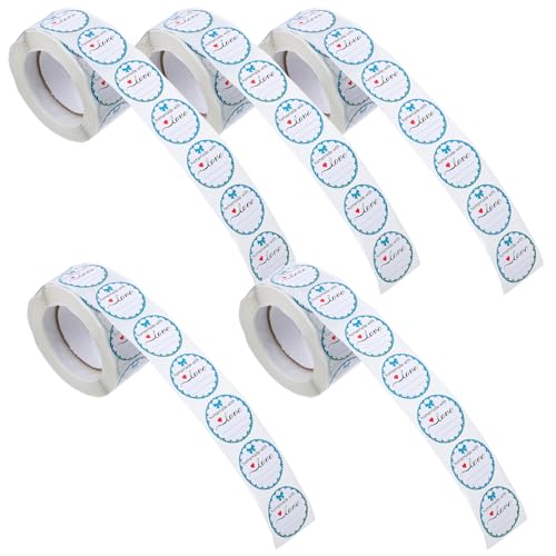 VILLFUL 5 Rollen runde selbstgemachte Aufkleber, selbstklebende handgemachte Etiketten, beschreibbare Konservenflaschen-Aufkleber-Tags zum Backen und Verpacken von VILLFUL