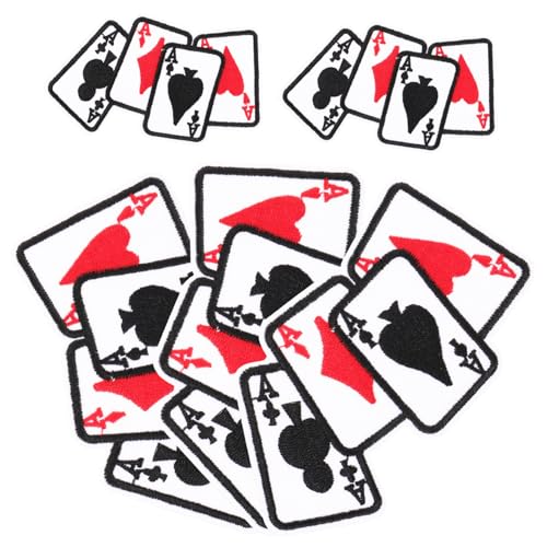 VILLFUL 5 Stück Bestickte Poker Aufnäher zum Aufnähen und Aufbügeln Vielseitige DIY Kleidung Patches für Jacken Taschen Hüte und Kleidung zur Reparatur und Dekoration von VILLFUL
