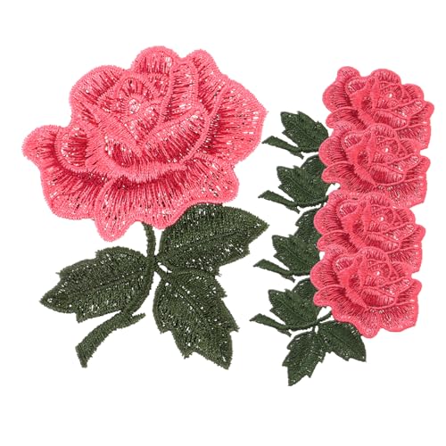 VILLFUL 5 Stück Bestickte Rosen Patches Robuste Dekorative Blumen Applikationen zum Aufnähen für Kleidung Taschen Jeans Hüte Vielseitige DIY Stoffflicken für von VILLFUL