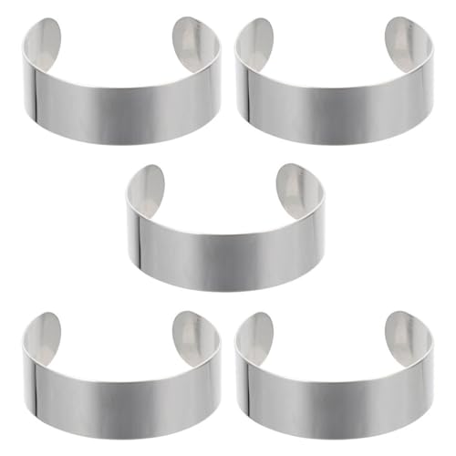 VILLFUL 5 Stück Edelstahl-Armbandrohlinge – DIY-Armreifrohling, Kern, verstellbar, offener Armreif, zum Selberstempeln und zur Schmuckherstellung von VILLFUL
