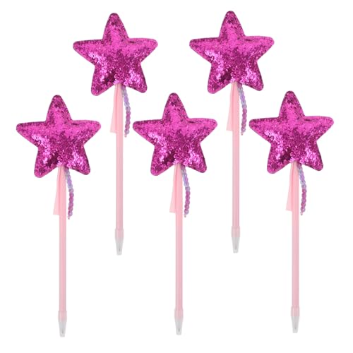 VILLFUL 5 Stück Glitter Kugelschreiber mit PU Sterngriff Glatter Gel-tintenballpen Kinderfreundliches Cartoon Design Ergonomisch für Schule Büro Party von VILLFUL