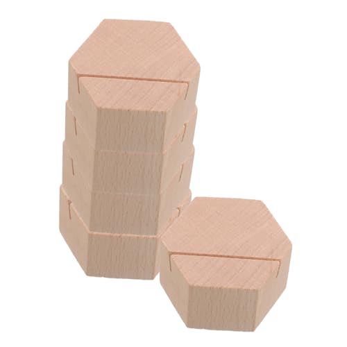 VILLFUL 5 Stück Holz Hexagon Kartenständer für Schreibtisch Minimalistische Organisation von Visitenkarten Notizen Fotos für Büro Empfang oder Wohnraumdekoration von VILLFUL