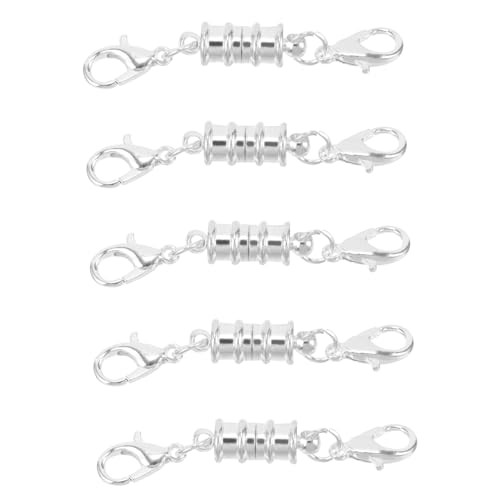 VILLFUL 5 Stück Magnetverschluss Schmuckverschluss Teiliges für Halsketten und Armbänder DIY Magnetischer Verschluss mit Karabinerverschluss Silberfarbene Magnetklammern für von VILLFUL