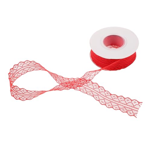 VILLFUL 5 Stück Rotes Vintage Spitzenband Besticktes Blumenmuster Vielseitiges Hochzeitsdekorationsband für Sträuße Geschenkverpackung und Diy-nähprojekte von VILLFUL