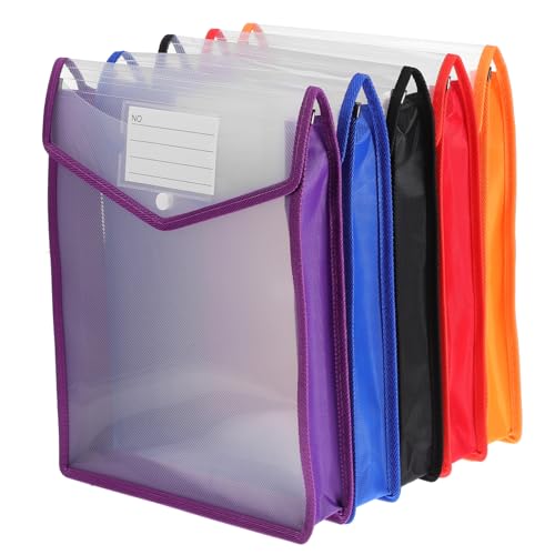 VILLFUL 5 Stück Teiliges Dokumentenordner mit Klarsichttaschen Erweiterbar Format mit Etikettenfach und Knopfschnalle für Home Office und Büroorganisation von VILLFUL