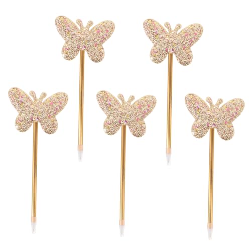 VILLFUL 5 Stück Teiliges Glitzer Schmetterling Kugelschreiber Retractable Schreibstift mit Fließender Tinte Stilvolles Design für Schule Büro Partygeschenke für Schüler Lehrer Frauen von VILLFUL