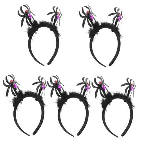 VILLFUL 5 Stück Teiliges Halloween Spinnen Haarband mit Federn Kostüm Haarschmuck für Karneval Cosplay Maskerade und Party Auffälliges Stirnband mit Realistischen Spinnenakzenten von VILLFUL