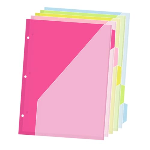 VILLFUL 5 Stück Teiliges PP Trennblätter mit Taschen und Tabs für Ring Ordner Praktische und Stilvolle Ordner Organizer für Dokumente Schule und Büro Transparentes Design Vielseitige von VILLFUL