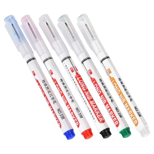 VILLFUL 5 Stück Teiliges Tieflochmarker Multifunktionale Permanent Marker für Präzise Markierungen Schwer Zugänglichen Bereichen für Möbelarbeiten Wasserfest und Schnell Trocknend Schwarz von VILLFUL