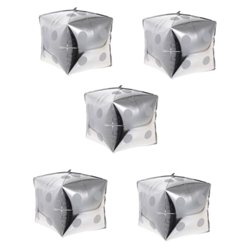 VILLFUL 5 Stück Teiliges Würfel Folienballon Silberne Würfelform Aluminiumfolie Dekorativ für Motto Partys Hochzeiten Geburtstage Indoor und Outdoor Partydekoration von VILLFUL