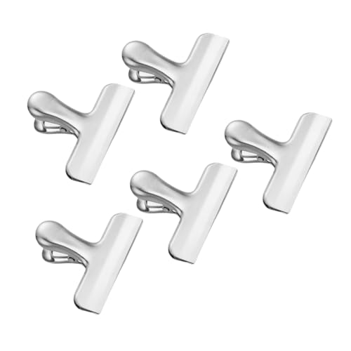 VILLFUL 5 Stück Edelstahl Verschlussclips Tütenclips Für Lebensmittel Strapazierfähig Brotbeutelclips Für Küche Und Zuhause Silber von VILLFUL