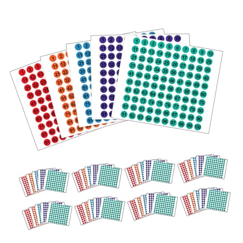 VILLFUL 50 Blatt Aufkleber Selbstklebende Nummer Etiketten Mit Fortlaufender Nummer Nummerierte Etiketten Farbenfrohe Zahlenabziehbilder von VILLFUL
