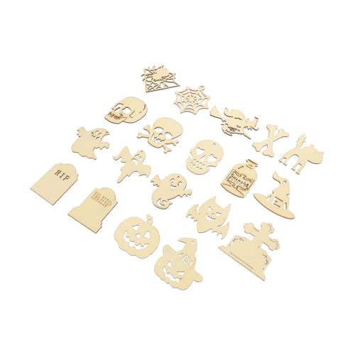 VILLFUL 50 Stück Anhänger Aus Holzprodukten, Halloween Anhänger, Zum Aufhängen Zu Hause, Zum Schmücken, Zum Aufhängen, Halloween Zubehör, Dekorativer Anhänger, Halloween Holzhandwerk, von VILLFUL
