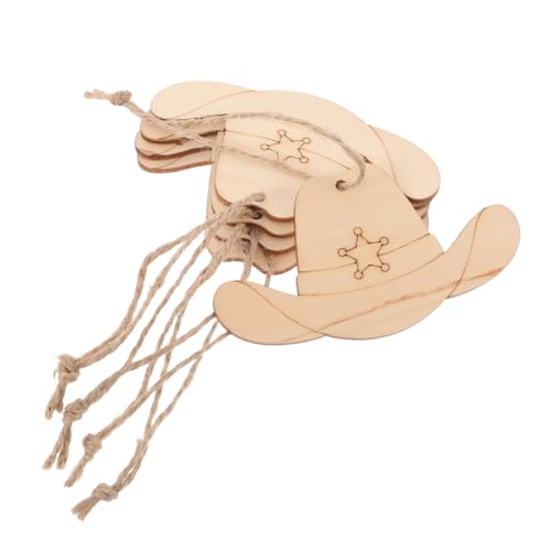 VILLFUL 50 Stück Cowboy Hut Holzanhänger zum Bemalen Naturbelassene Western Holzdekoration für DIY Bastelprojekte Familienfreundliche Party Weihnachtsbaumschmuck Ornamente von VILLFUL
