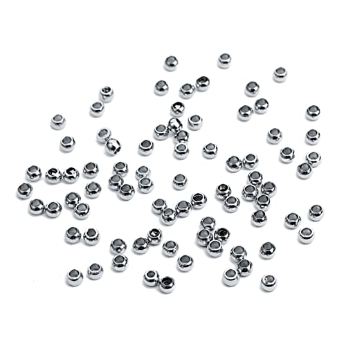 VILLFUL 50 Stück Edelstahlperlen mit Großem Loch DIY Schmuckherstellung für Armbänder und Hochwertige Runde Spacer Perlen für Kreative Bastelprojekte Stahlfarbe von VILLFUL