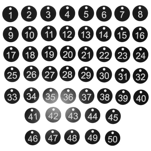 VILLFUL 50 Stück Farbige Wasserdichte Nummernmarker Wiederverwendbare Schlüssel Id Tags mit Loch für Schulsport Schließfach und Gerätekennzeichnung VILLFUL 50 Stück Farbige Wasserdichte Nummernmarker Wiederverwendbare Schlüssel Id Tags mit Loch für Schulsport Schließfach und Gerätekennzeichnung von VILLFUL