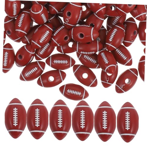VILLFUL 50 Stück Fußball Perlen Rugby Beads Charms Abstandshalter für Diy Schmuck Armbänder Handgemachte Zubehör für Kreative Projekte und von VILLFUL