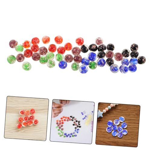 VILLFUL 50 Stück Glasperlen Nachtleuchtend Runde Leuchtende Spacer Perlen für Diy Schmuck Armbänder Halsketten Basteln in Blau Schwarz Grün Rot Lila von VILLFUL