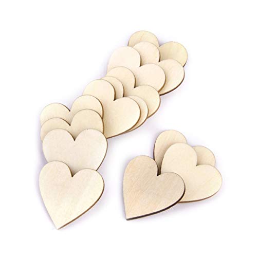 VILLFUL 50 Stück Herz Holzscheiben für DIY Bastelprojekte Unvollendete Holzscheiben Naturfarbe für Dekoration und Scrapbooking von VILLFUL