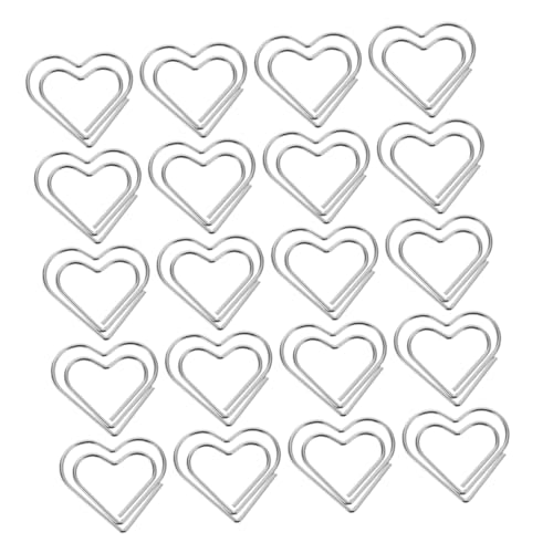 VILLFUL 50 Stück Herzförmige Büroklammern aus Metall Kreative und Stilvolle Papierclips für Dokumenten und Notizorganisation Elegante Silberne Oberfläche für Büro Schule und Persönliche von VILLFUL